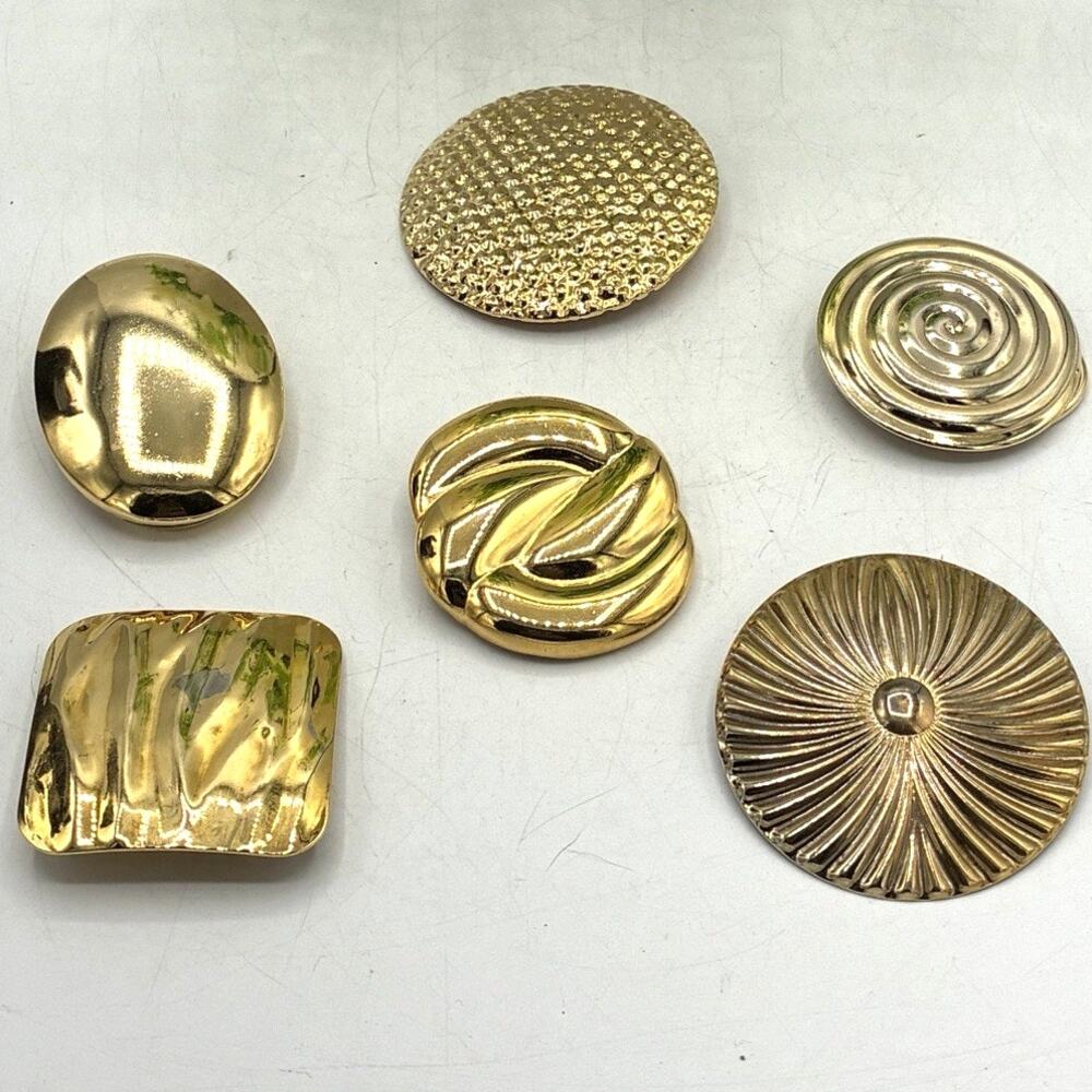 Vintage Gold Tone Scarf Clips — Lot of 6 Mixed Styles, Costume Jewelry